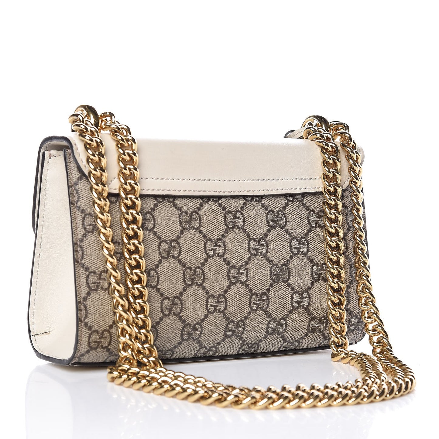 GG Supreme Monogram Studded Small Padlock Shoulder Bag White