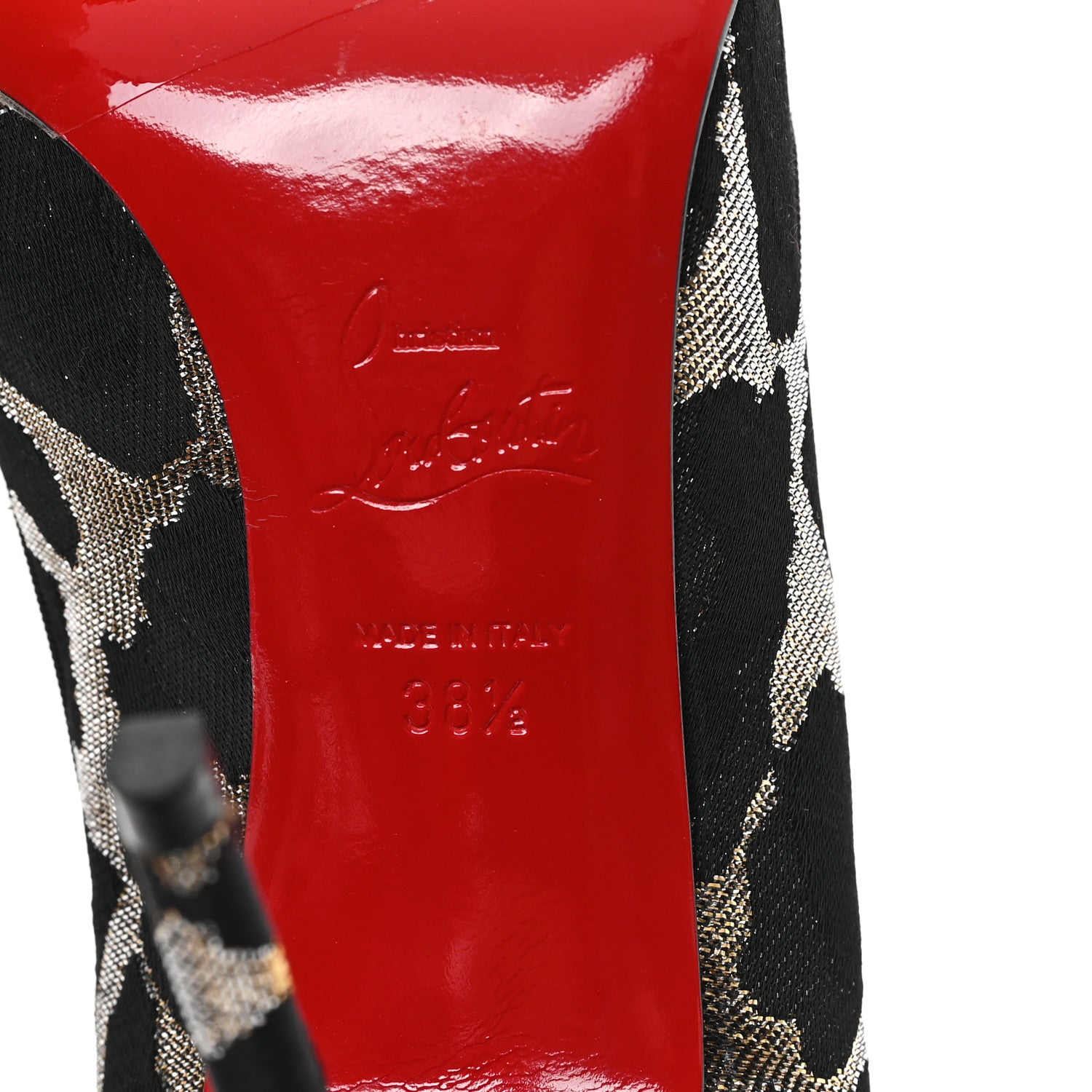 Christian Louboutin Lurex Feline Corneille 100 Pumps 38.5 Black Gold 10 of 11