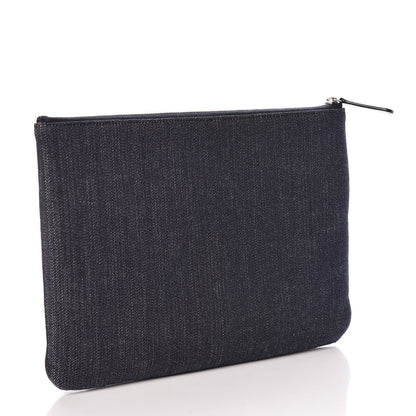 Chanel Denim Medium Deauville Pouch Blue Orange 3 of 8