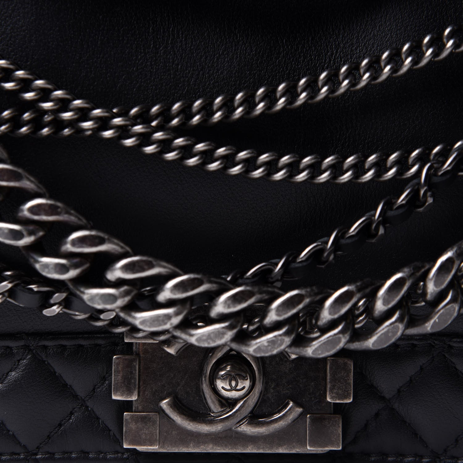 Chanel Calfskin Enchained New Medium Boy Flap Black 8 of 12
