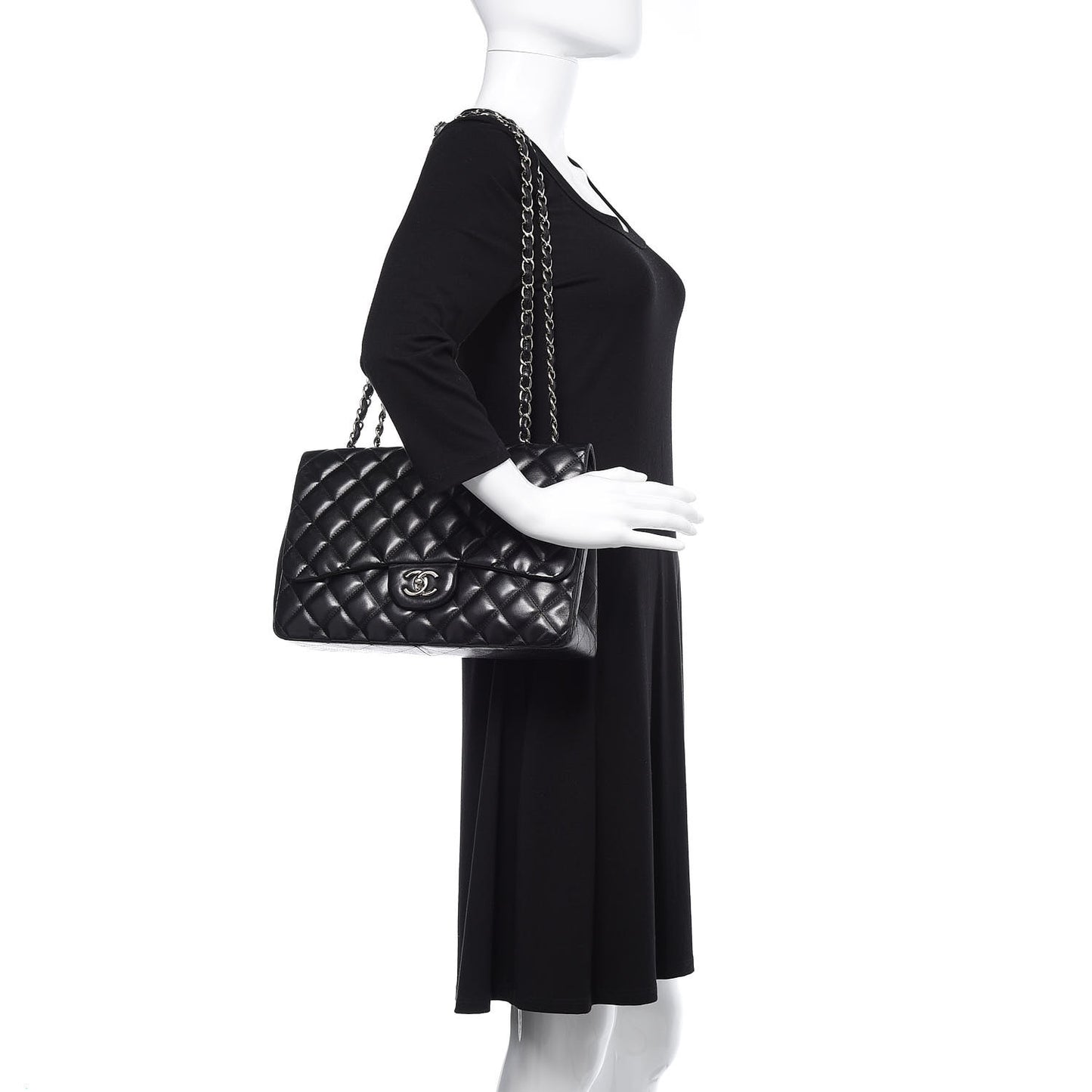 Lambskin Quilted Jumbo Single Flap Black