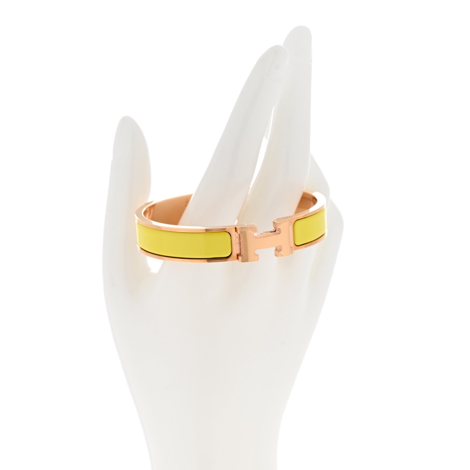 Hermes Enamel Narrow Clic Clac H Bracelet PM Jaune Tennis 2 of 6