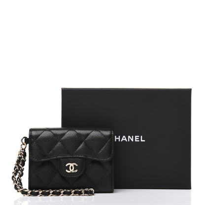 Chanel Caviar Quilted Flap Card Holder Chain Wristlet Black 12 of 12