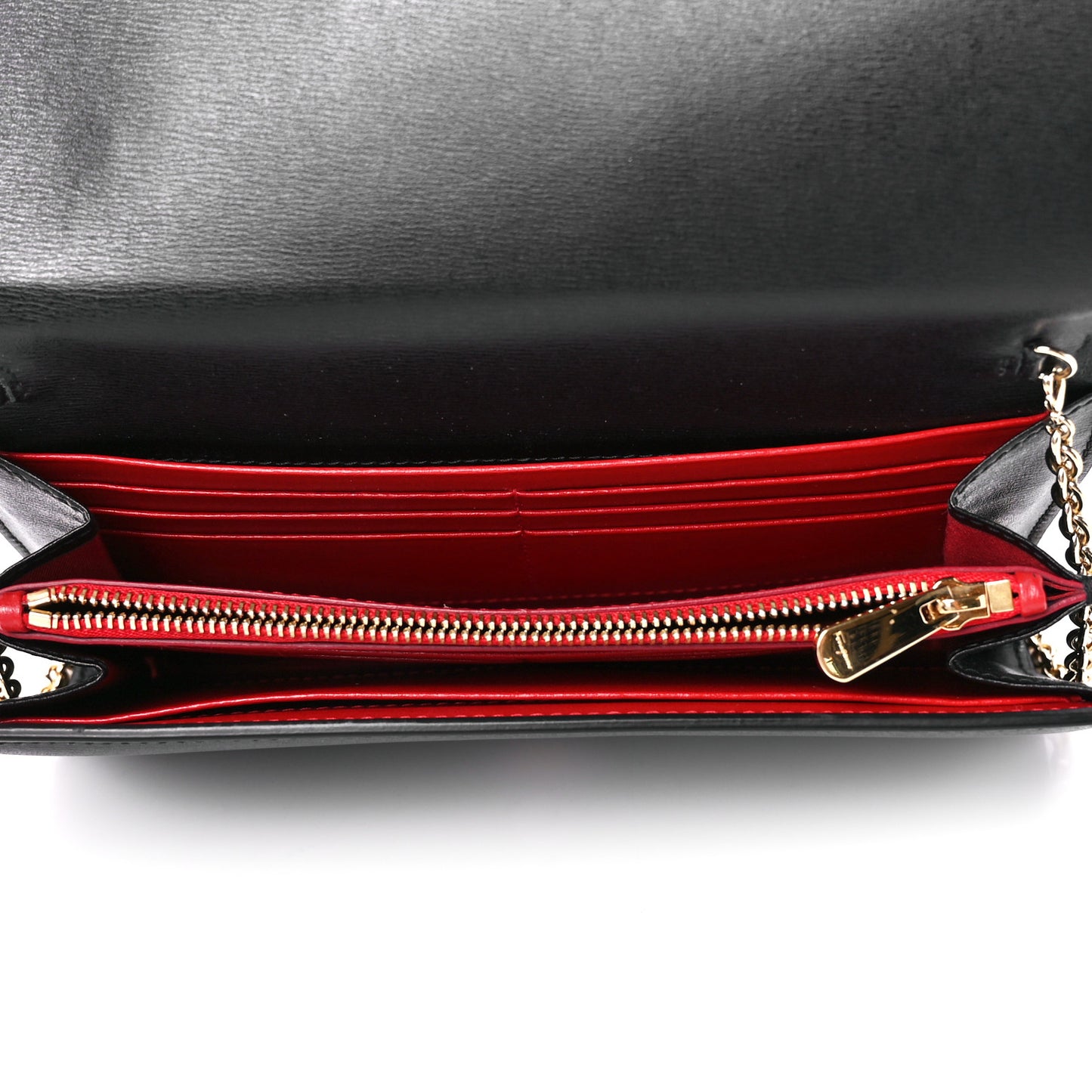 Calfskin City Wallet On Chain Black Lipstick