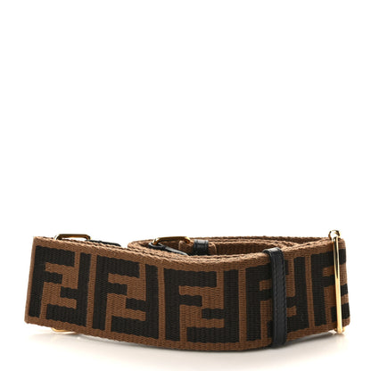 Fendi Ribbon Vitello Seta FF 1974 Adjustable Strap You Fango Marrone Black 2 of 5