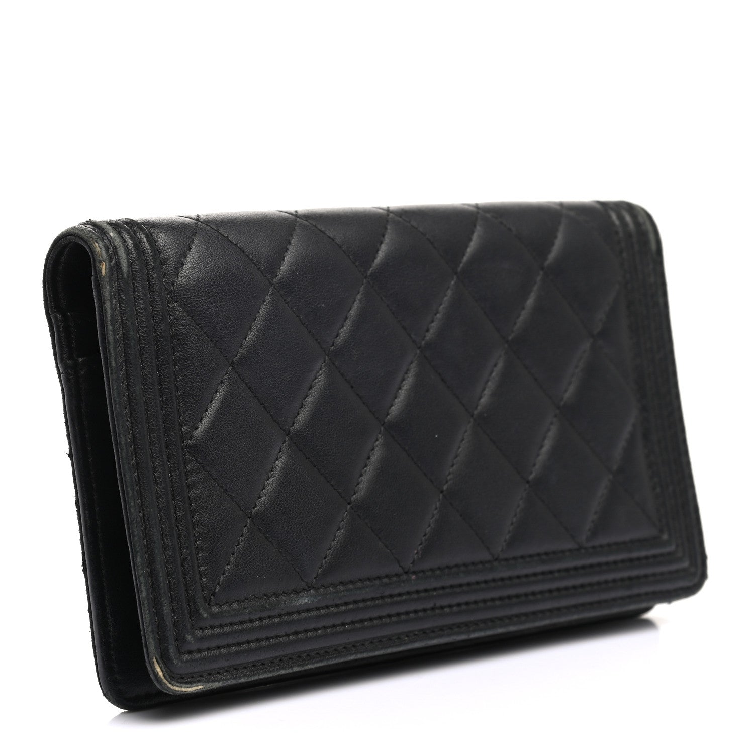 Chanel Lambskin Quilted Boy Yen Wallet Black 3 of 16