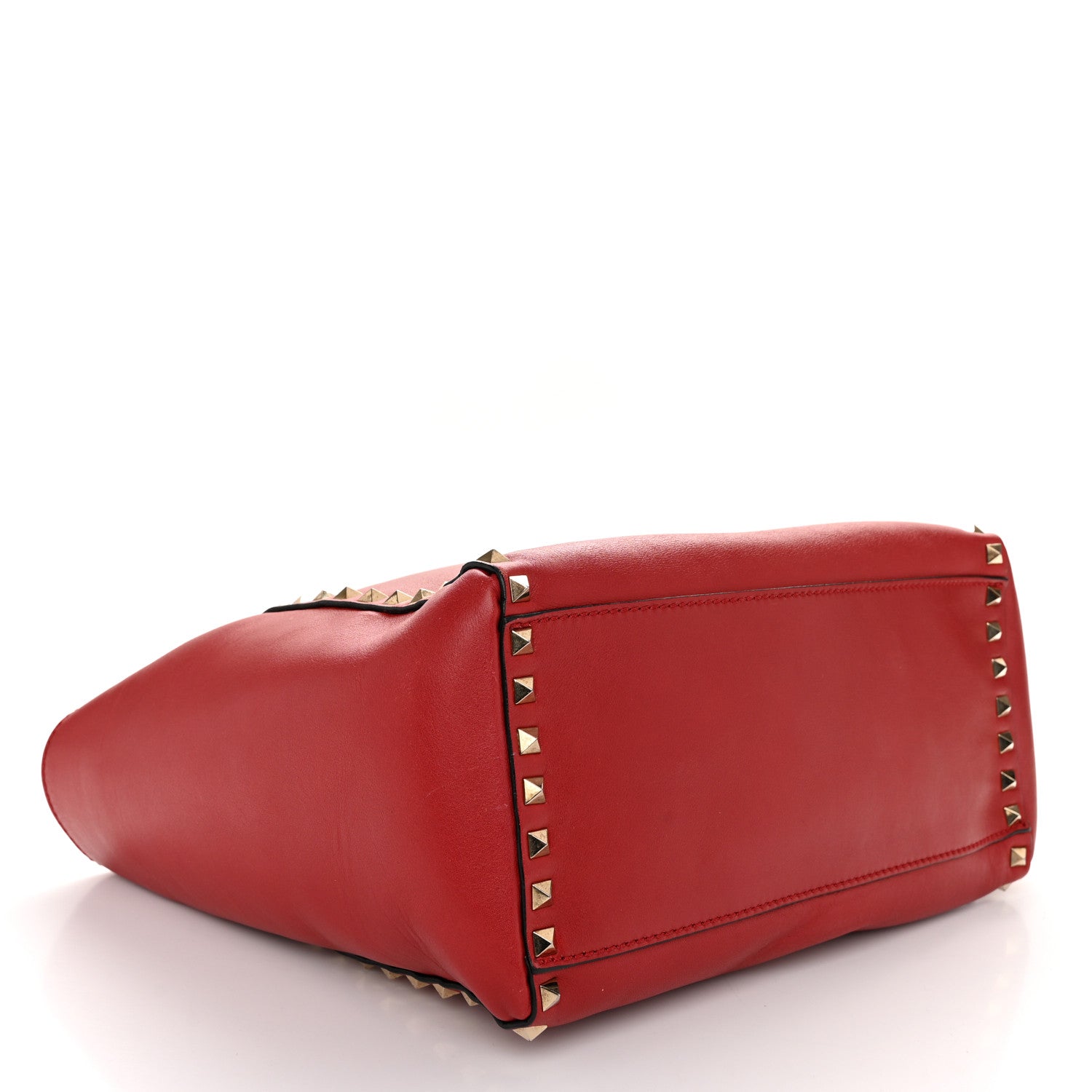 Valentino Garavani Vitello Rockstud Double Handle Tote Red 4 of 13