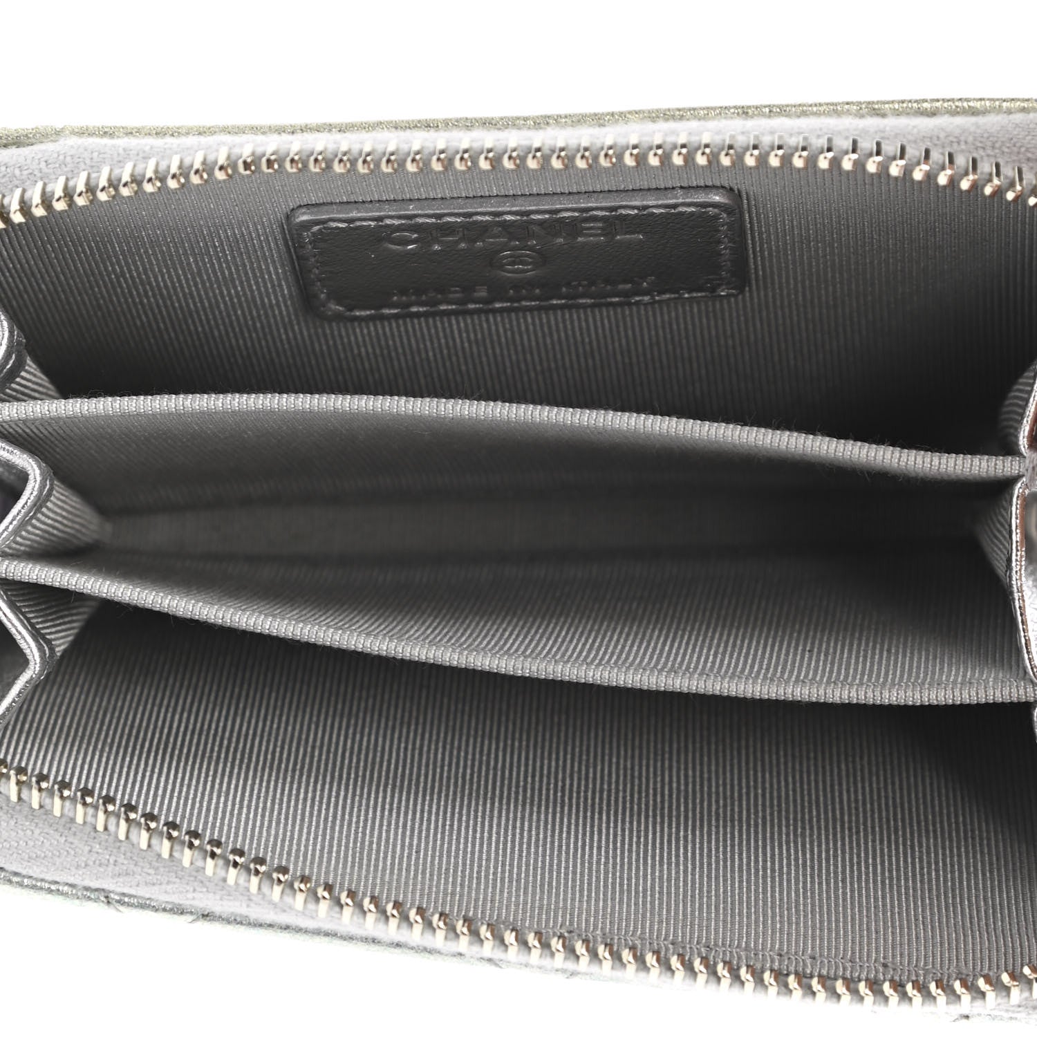 Chanel Gradient Metallic Calfskin Quilted Zip Around Coin Purse Wallet Silver Blue Yellow Purple 5 of 8