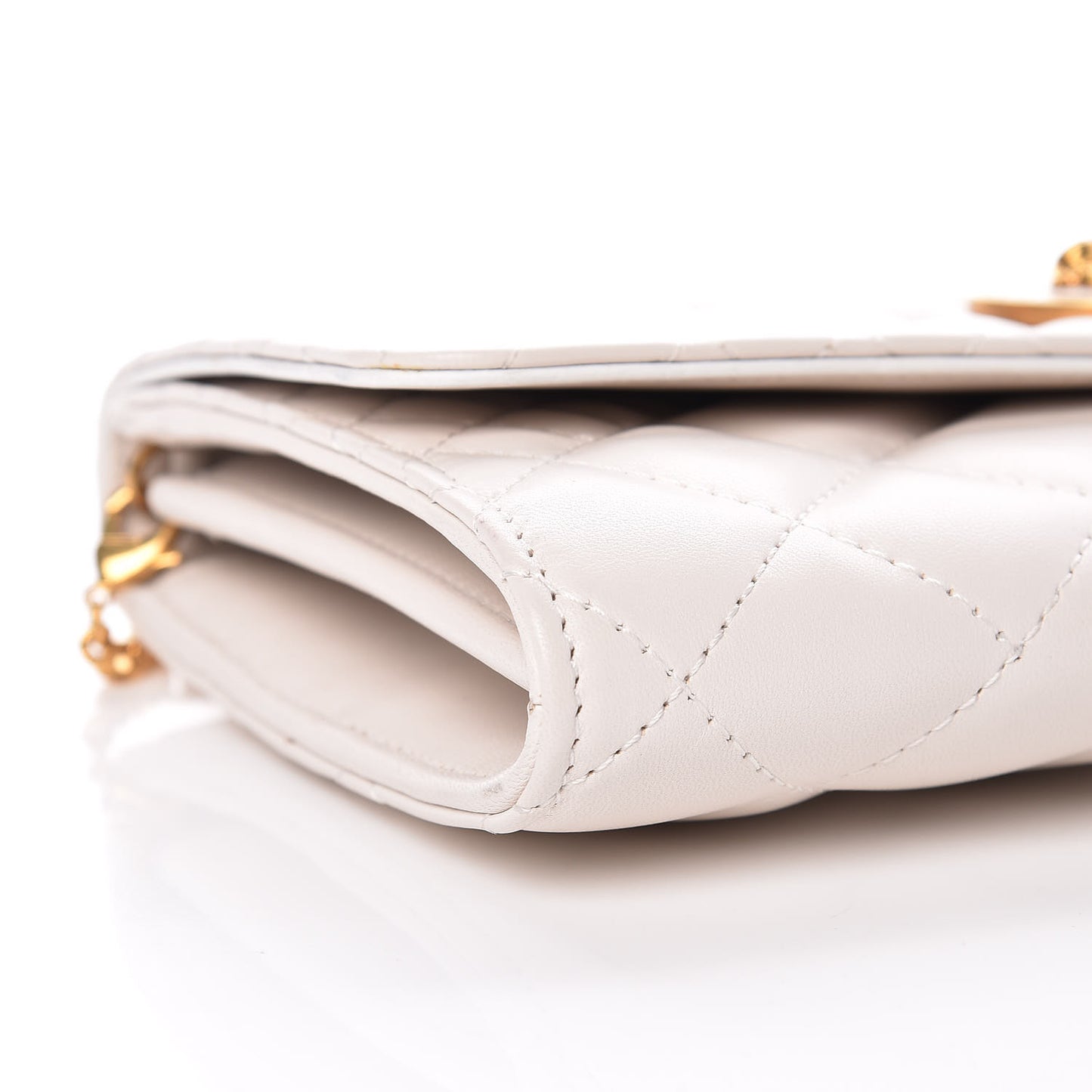 Calfskin Icon Quilted Wallet On Chain Crossbody White