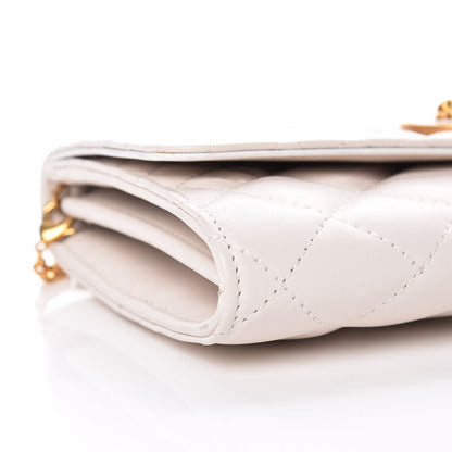 Versace Calfskin Icon Quilted Wallet On Chain Crossbody White 7 of 8