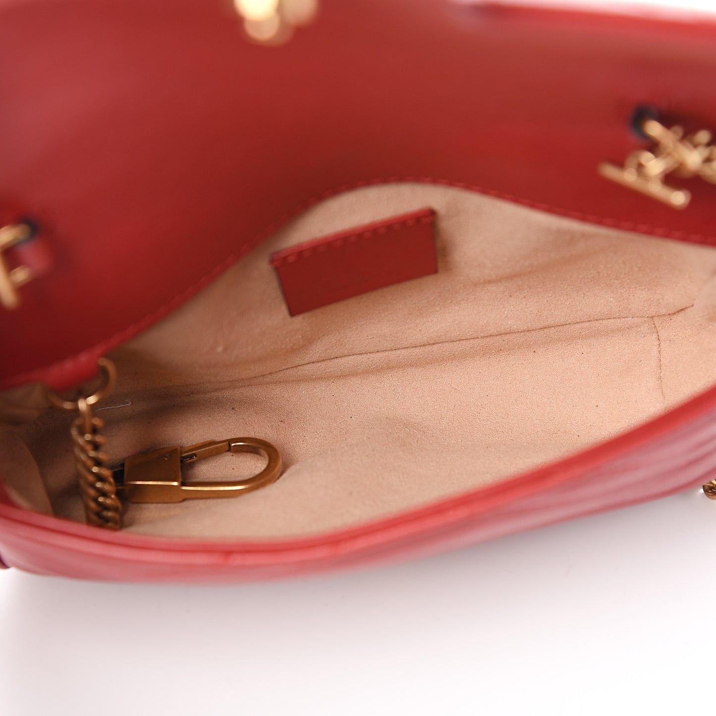 Calfskin Matelasse Super Mini GG Marmont Shoulder Bag Hibiscus Red