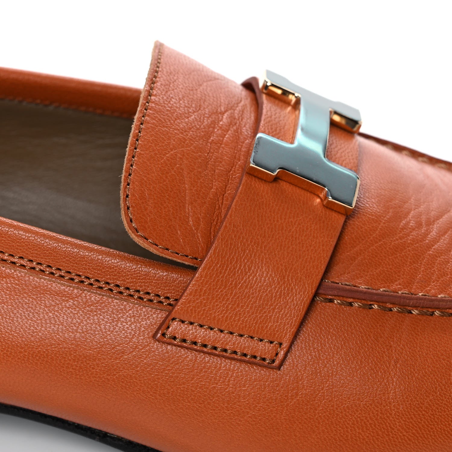 Hermes Goatskin Womens Paris Loafers 39 Marron Glaise 10 of 12