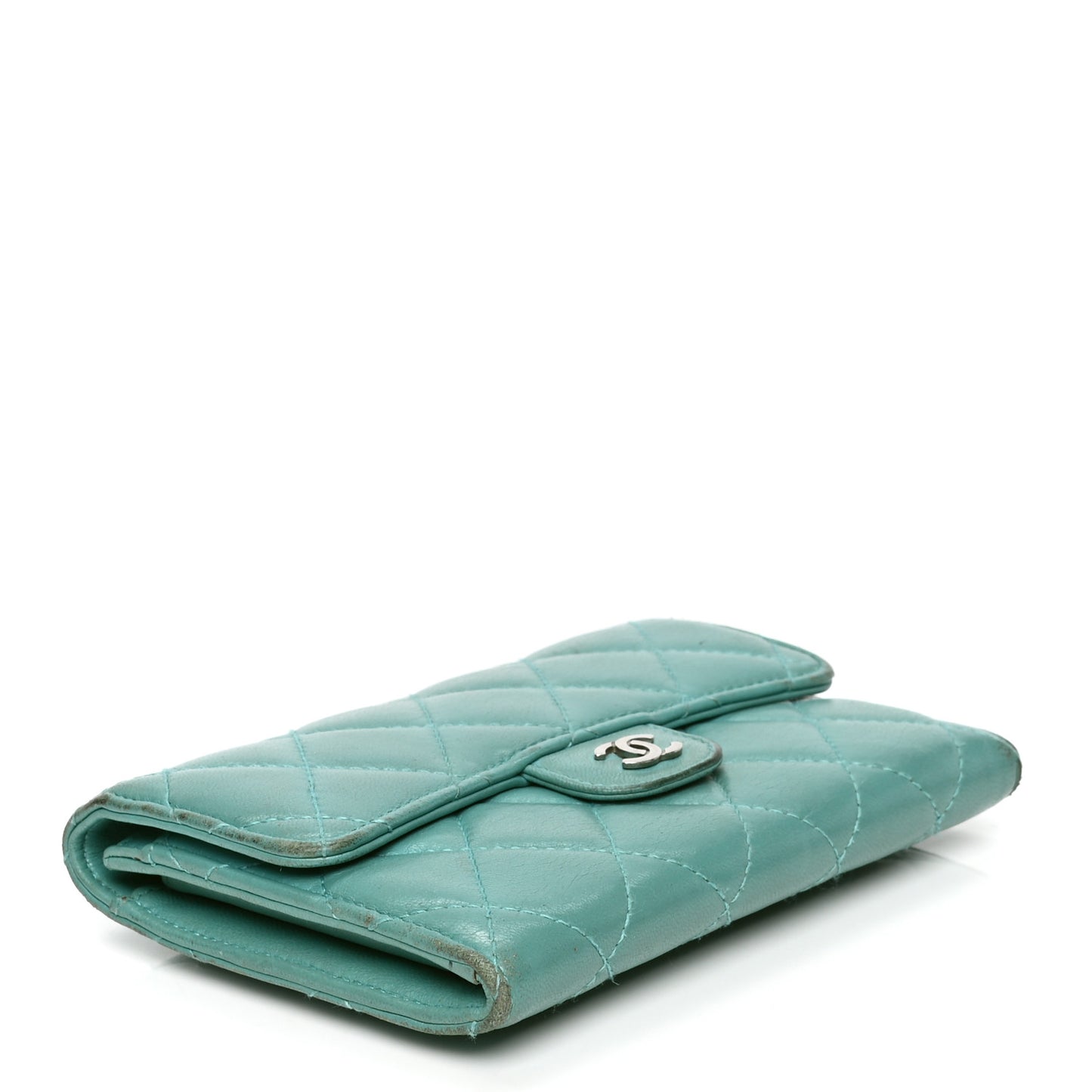 Lambskin Quilted Small Flap Wallet Green