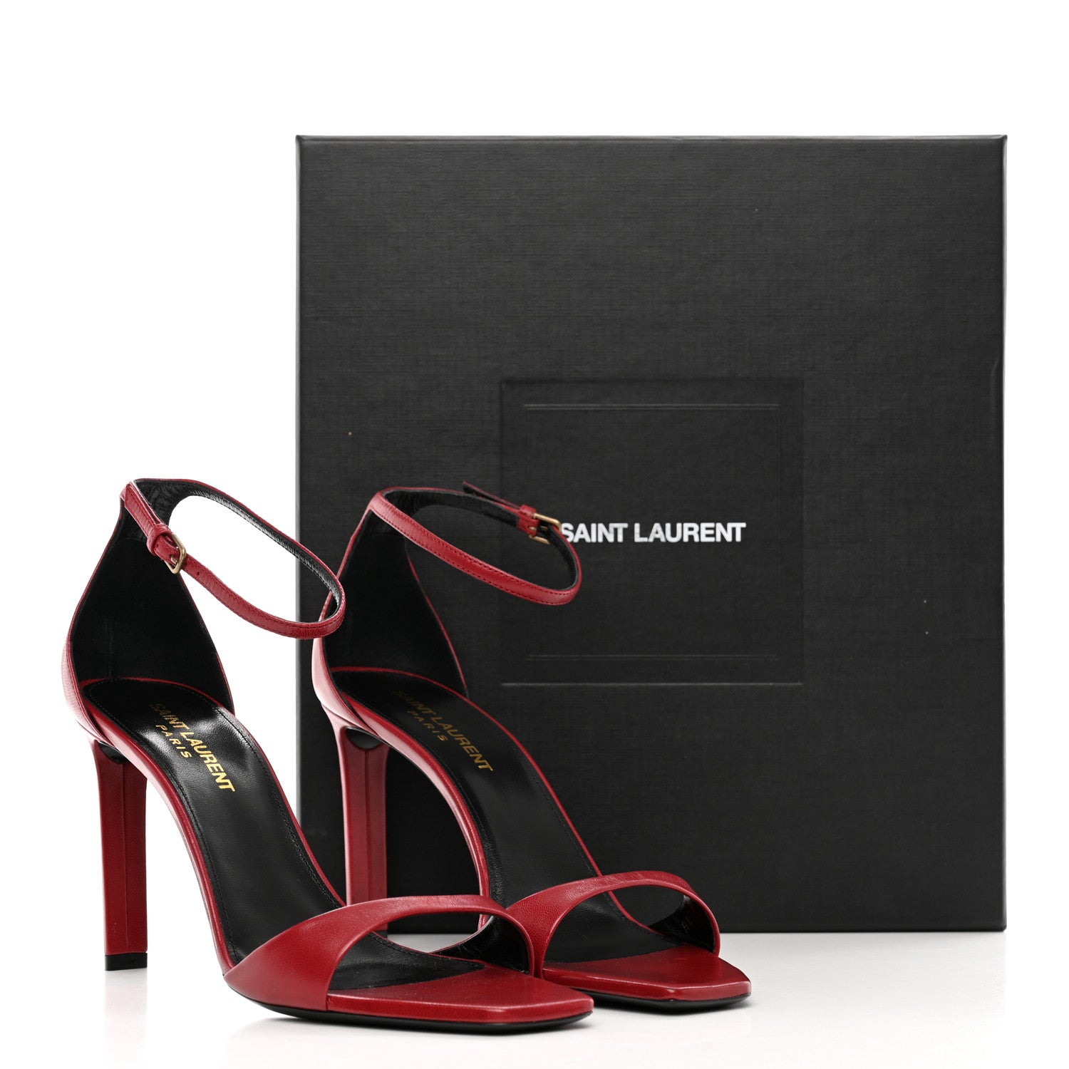 Saint Laurent Smooth Calfskin Bea 90 Ankle Strap Sandals 38 Opyum 38 Red 15 of 15