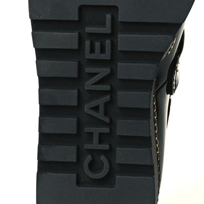 Chanel Shiny Calfskin Lace Up Platform Loafers 39 Black 8 of 8