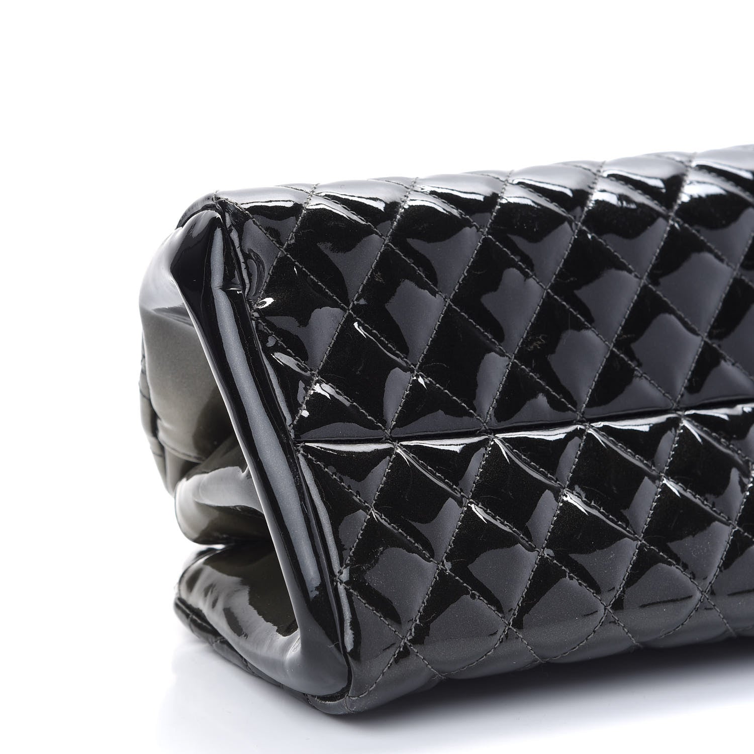 Chanel Metallic Patent Quilted Medium Just Mademoiselle Bowling Bag Green Degrade 8 of 9