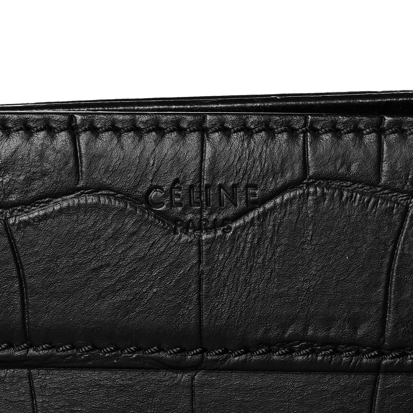 Calfskin Crocodile Embossed Medium Phantom Luggage Black