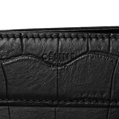 Celine Calfskin Crocodile Embossed Medium Phantom Luggage Black 6 of 11