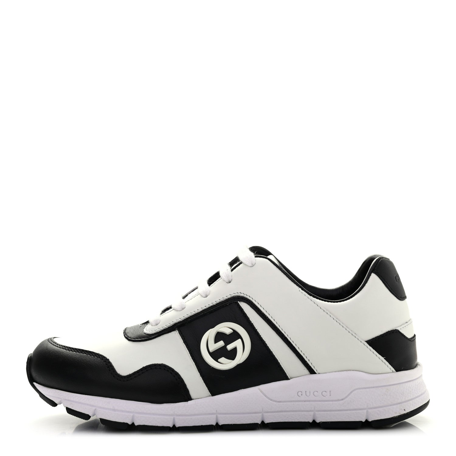 Gucci Calfskin Womens Interlocking G Sneakers 35.5 Black White 2 of 18