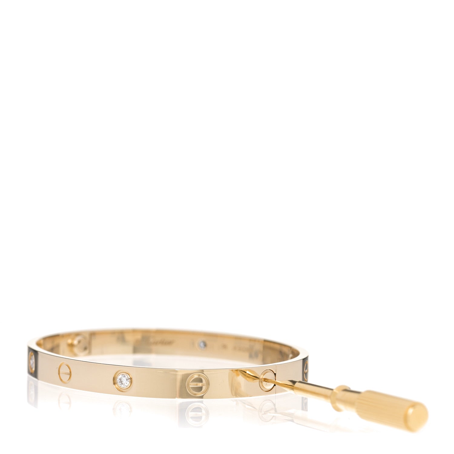 Cartier 18K Yellow Gold 4 Diamond LOVE Bracelet 18 3 of 6
