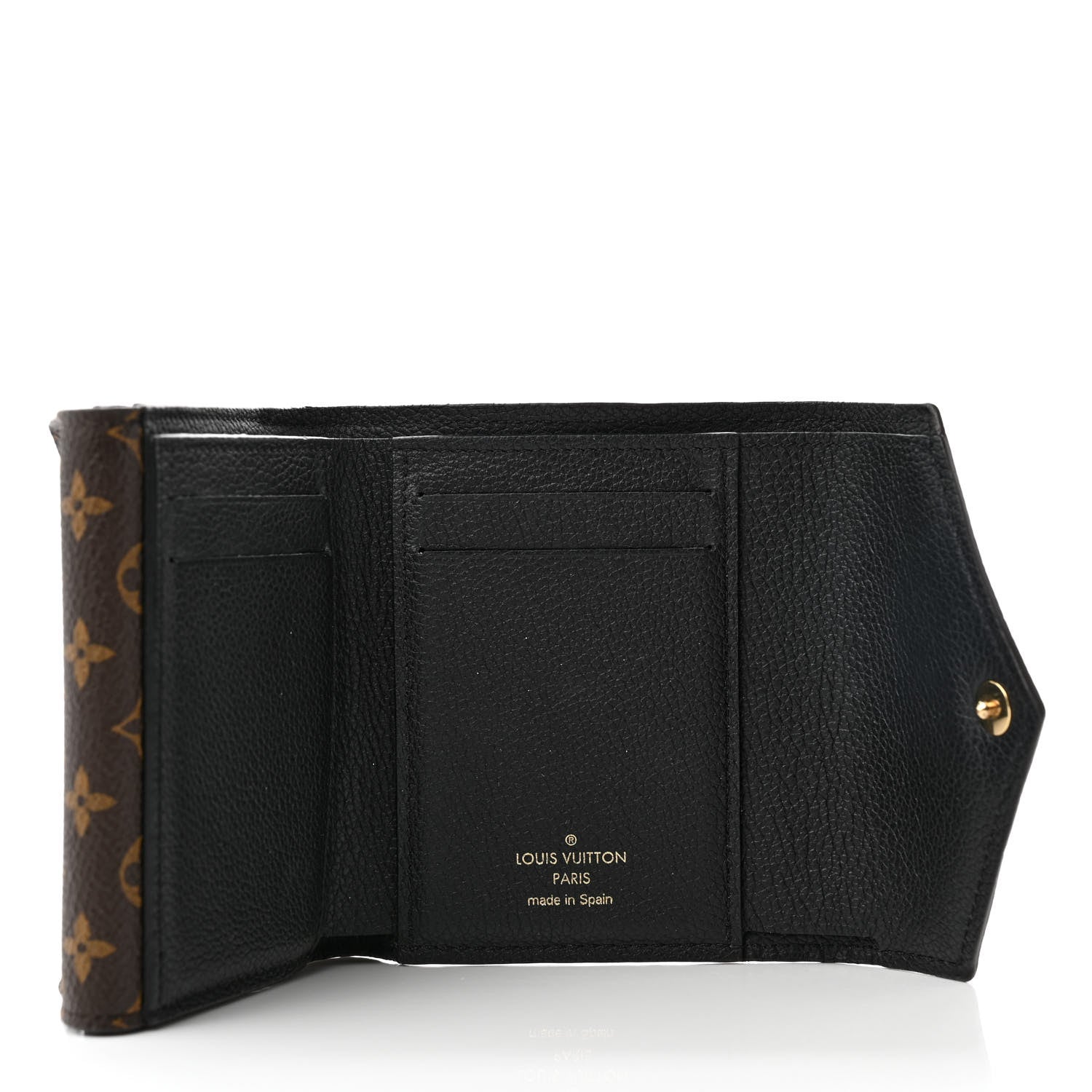 Louis Vuitton Grained Calfskin Monogram Double V Compact Wallet Black 5 of 11