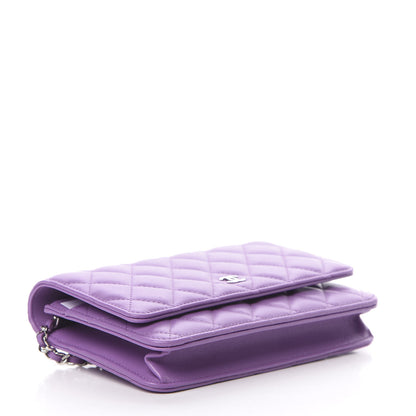 Chanel Lambskin Quilted Wallet On Chain WOC Purple 4 of 12