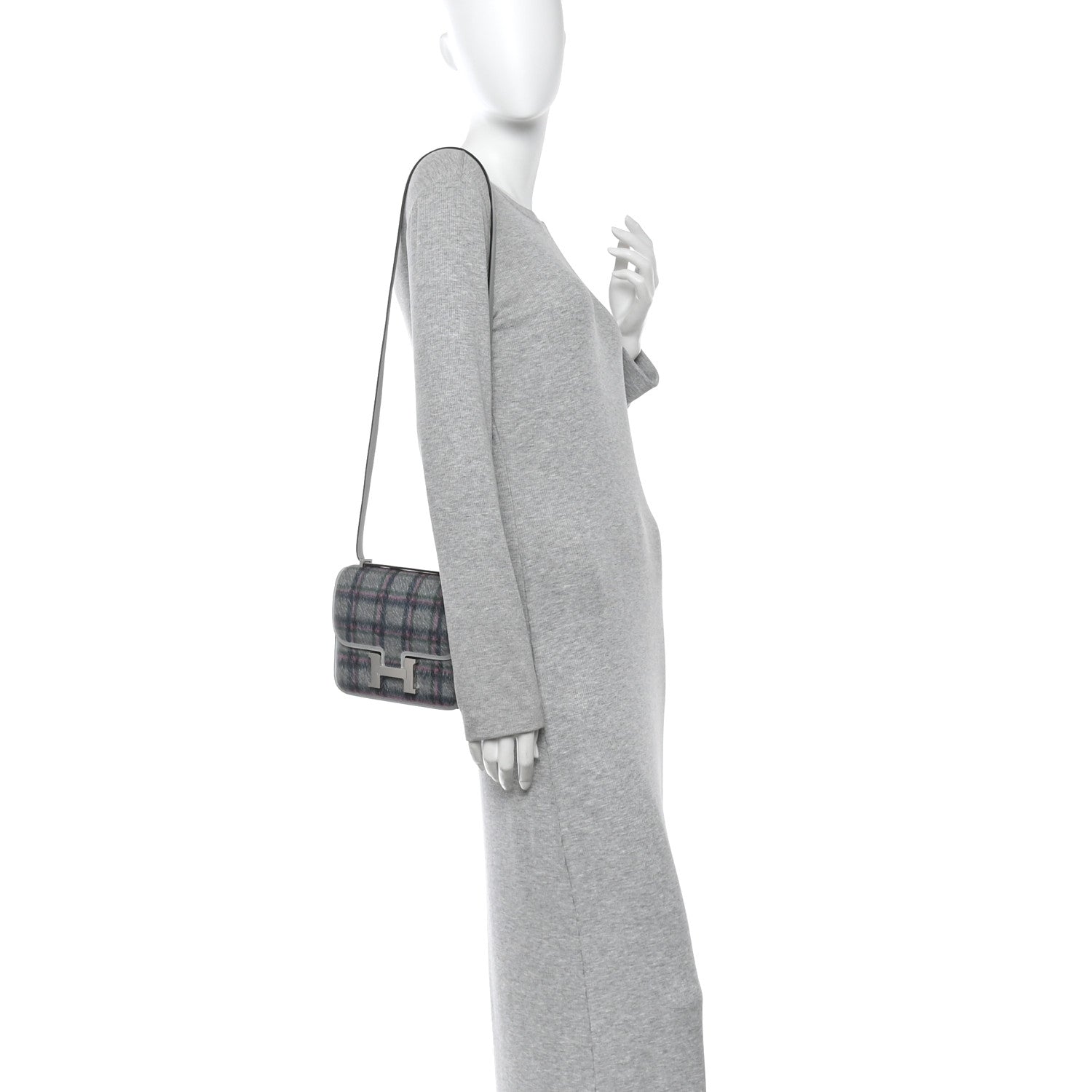 Hermes Swift Tartan Printed Constance 18 Bleu Glacier 2 of 12