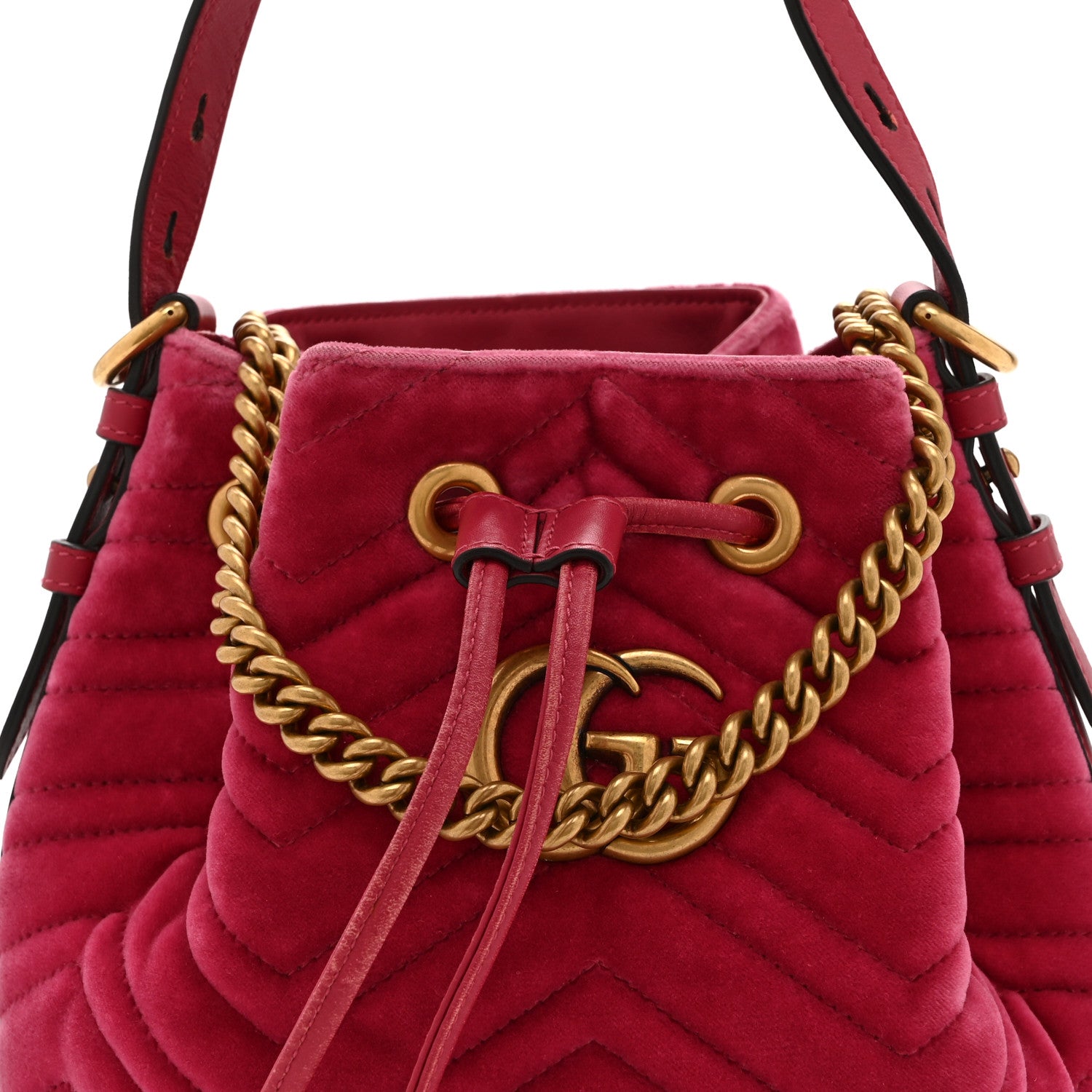 Gucci Velvet Matelasse GG Marmont Bucket Bag Light Raspberry Rose 9 of 11