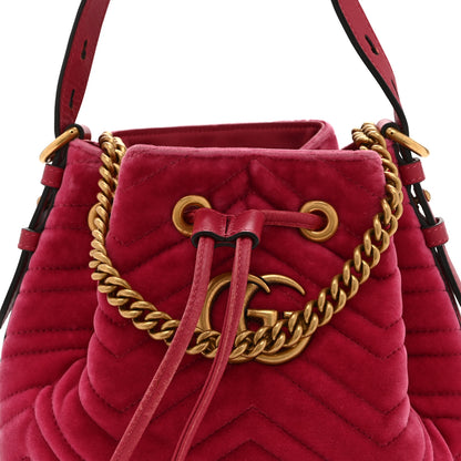 Gucci Velvet Matelasse GG Marmont Bucket Bag Light Raspberry Rose 9 of 11