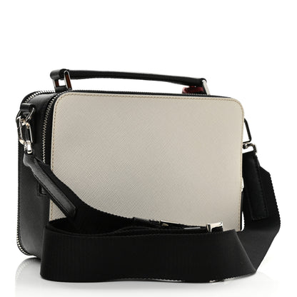 Prada Saffiano Mens Brique Crossbody Bag White Black 3 of 11