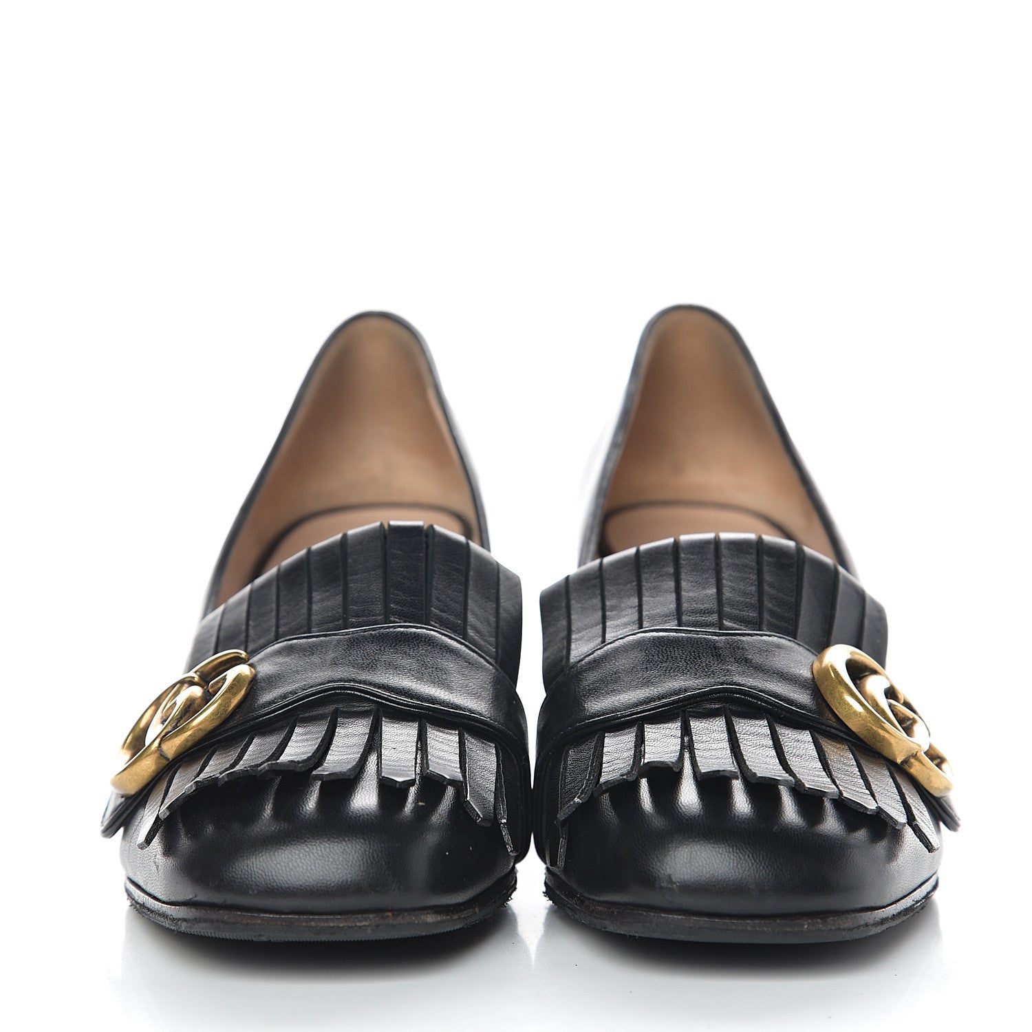 Gucci Malaga Kid GG Marmont Fringe 50mm Loafer Pumps 37.5 Black 2 of 12