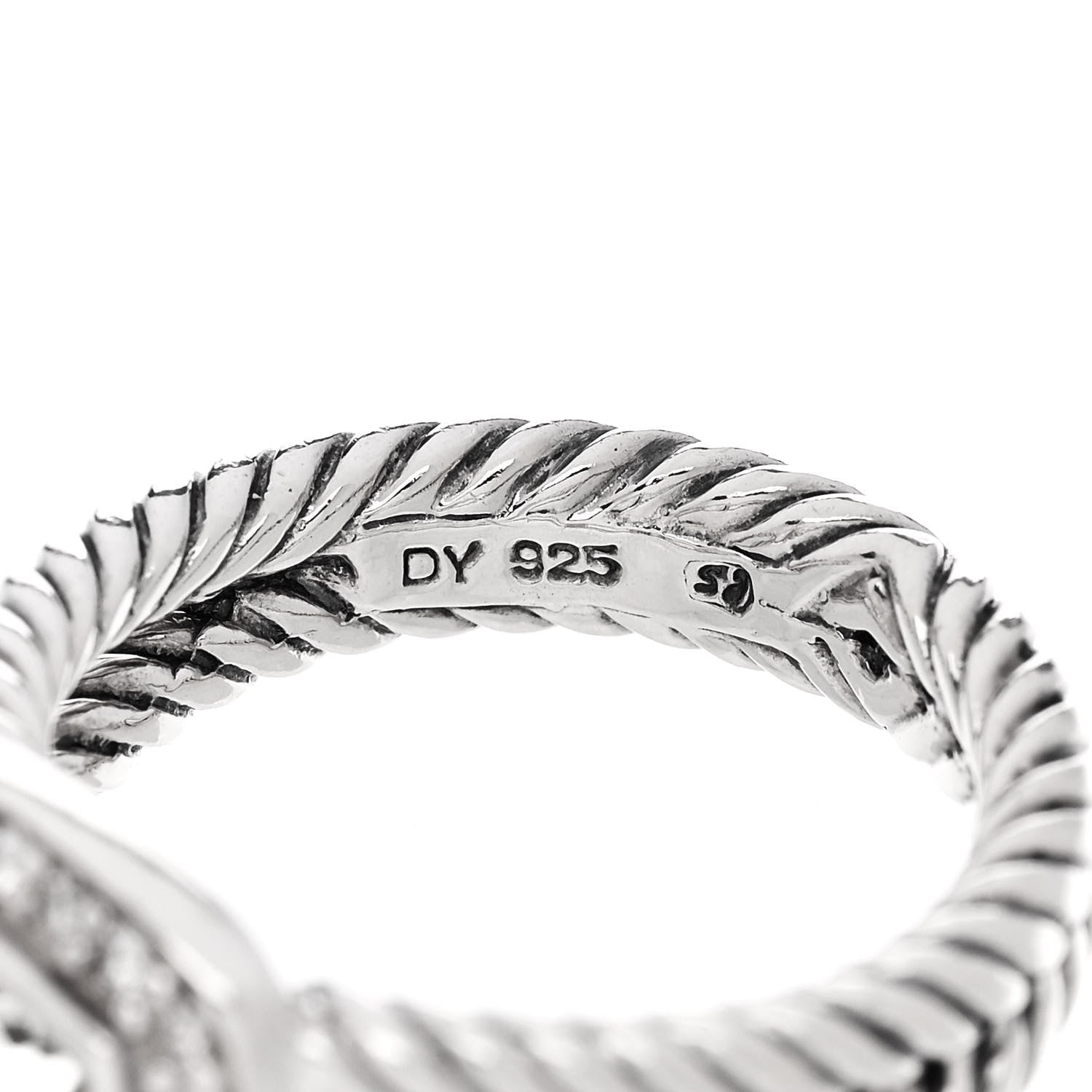 David Yurman Sterling Silver Diamond Prasiolite 7mm Petite Albion Ring 52 6 5 of 5