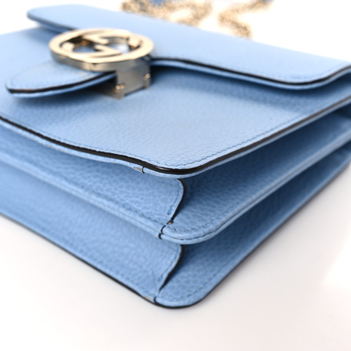 Dollar Calfskin Small Interlocking G Shoulder Bag Mineral Blue