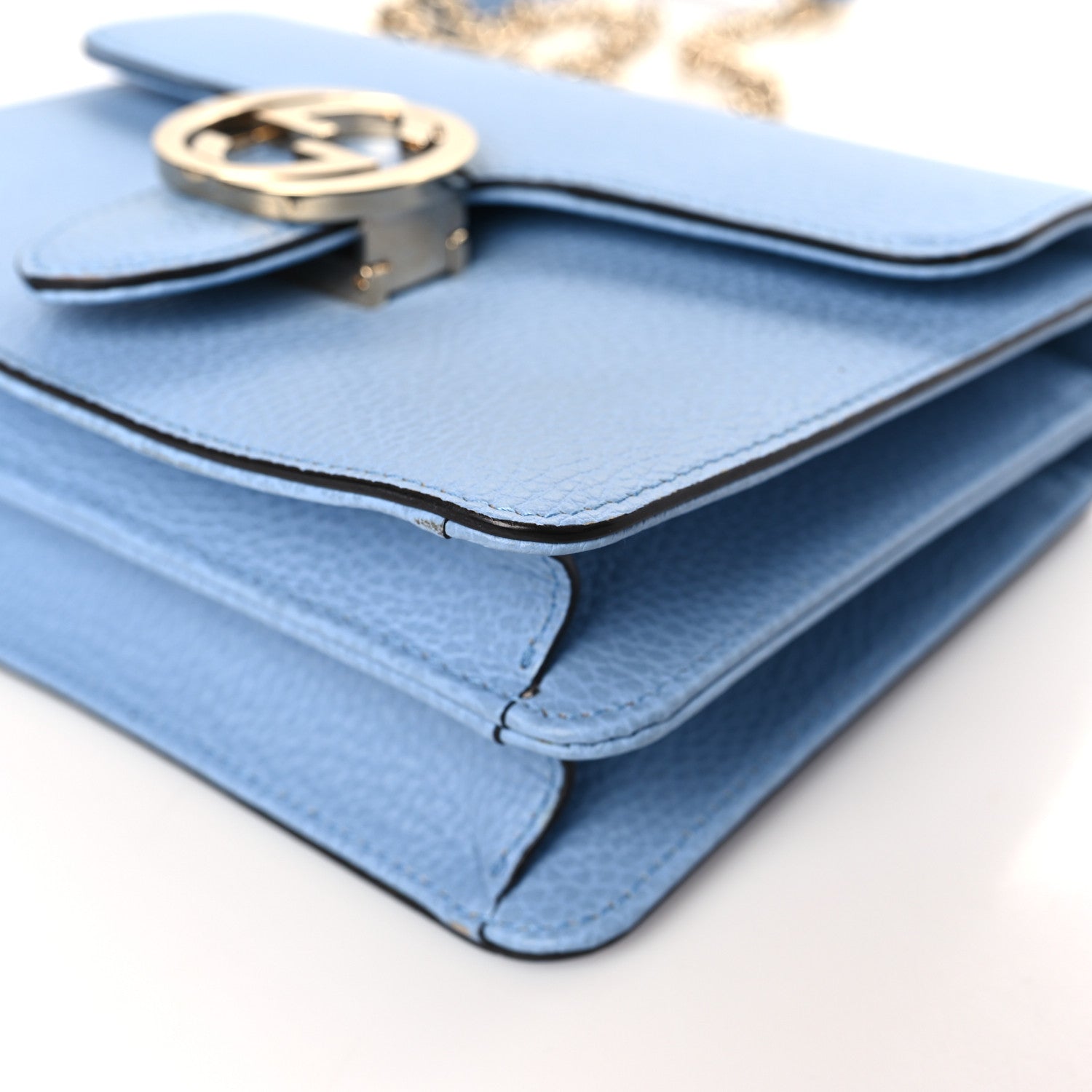 Gucci Dollar Calfskin Small Interlocking G Shoulder Bag Mineral Blue 9 of 13