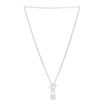 Hermes Sterling Silver Cadenas Kelly Lock Pendant Necklace 3 of 6