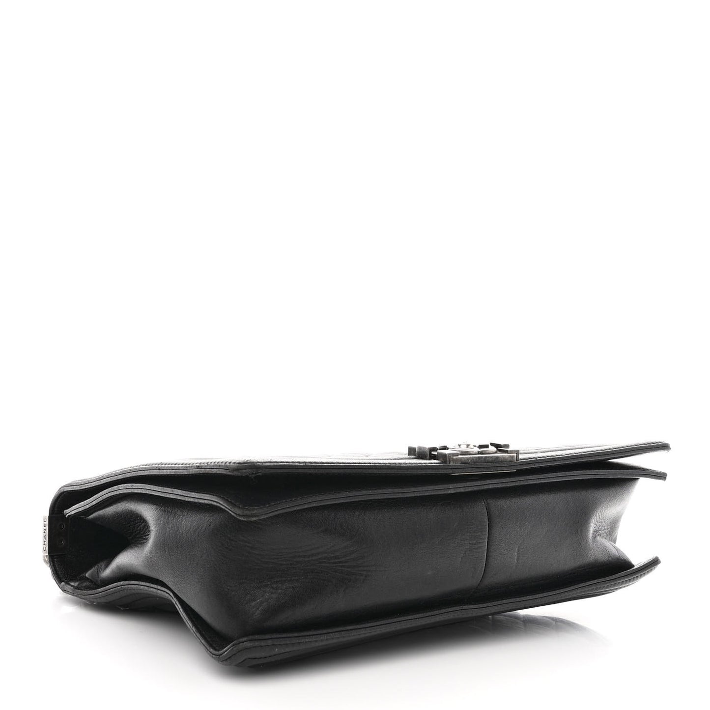 Calfskin Quilted Large Boy Flap Black