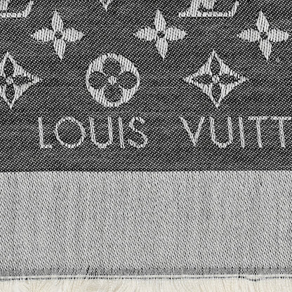 Louis Vuitton Silk Wool Monogram Denim Shawl Black 2 of 4