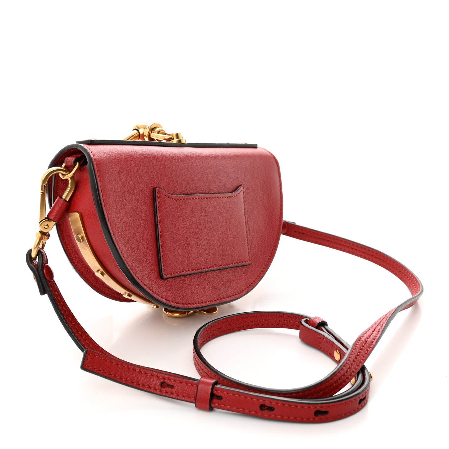 Calfskin Small Nile Bracelet Minaudiere Bag Dahlia Red