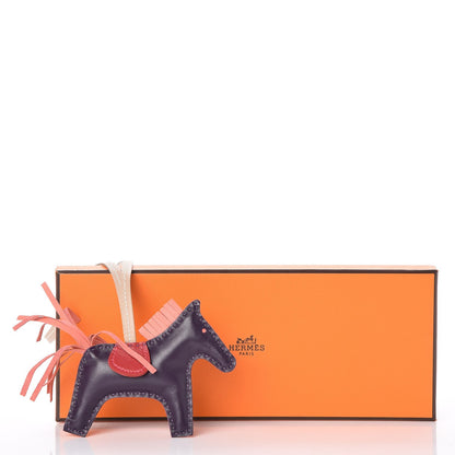 Hermes Milo Lambskin Grigri Rodeo Horse Bag Charm PM Raisin Flamingo Rouge Vif Argile 4 of 4