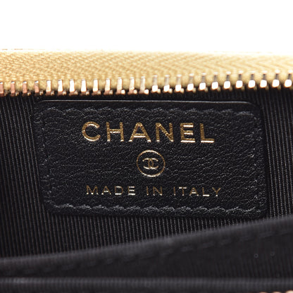 Chanel Metallic Calfskin Crocodile Embossed Cocodile Zip Coin Case Gold 6 of 8