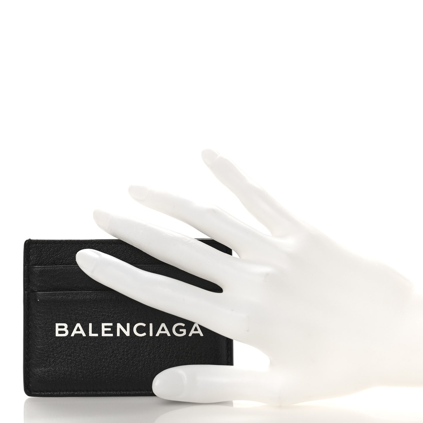 Grained Calfskin Logo Everyday Card Holder Black White