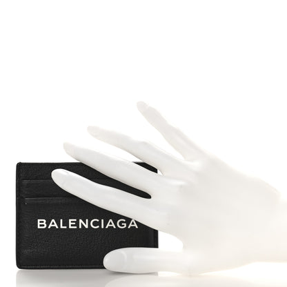 Balenciaga Grained Calfskin Logo Everyday Card Holder Black White 2 of 7