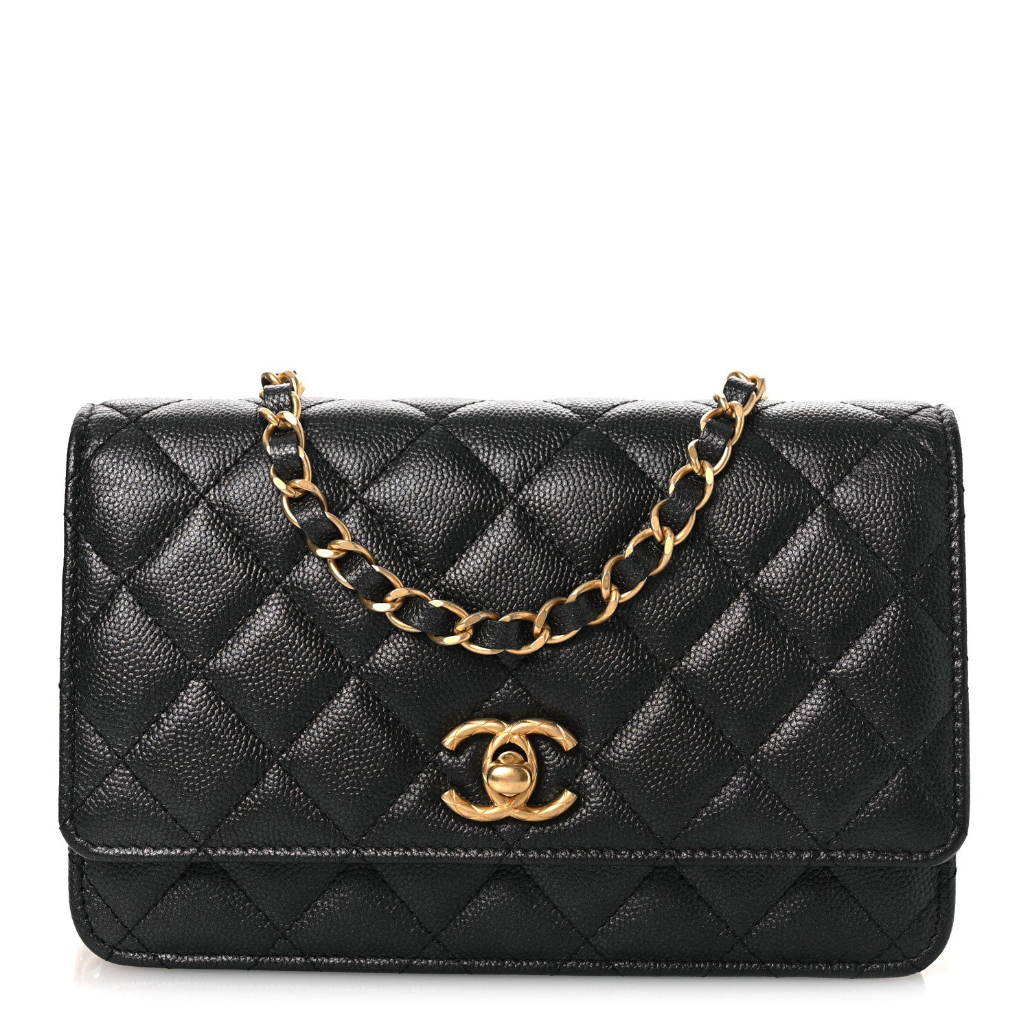 Chanel Pearly Caviar Quilted Fit For You Wallet On Chain WOC Black 1 of 13