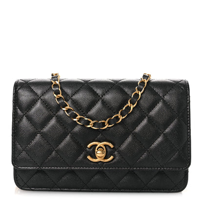 Chanel Pearly Caviar Quilted Fit For You Wallet On Chain WOC Black 1 of 13