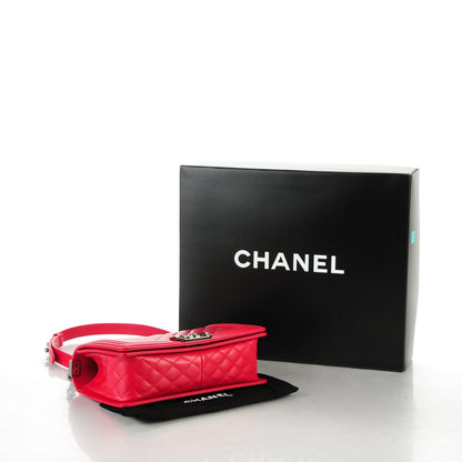 Chanel Lambskin Chevron Quilted Medium Boy Flap Dark Pink 4 of 7