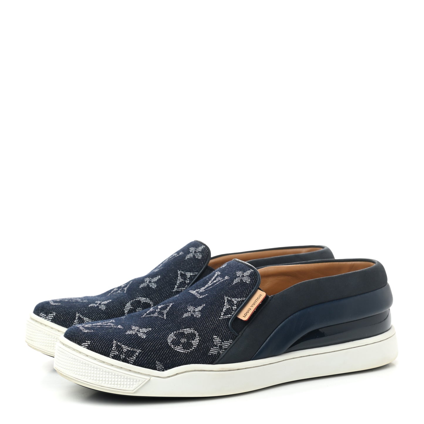 Monogram Denim Slip On Sneakers 36.5 Blue