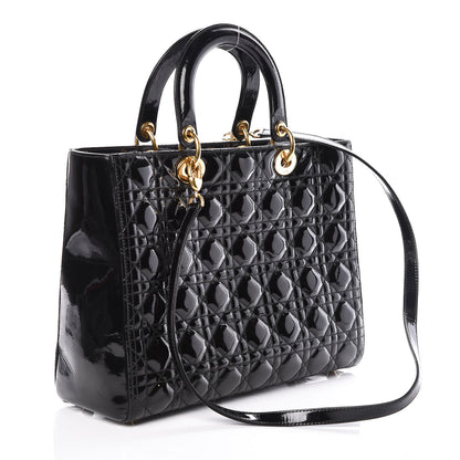 Christian Dior Patent Cannage Large Lady Dior Black 3 of 10