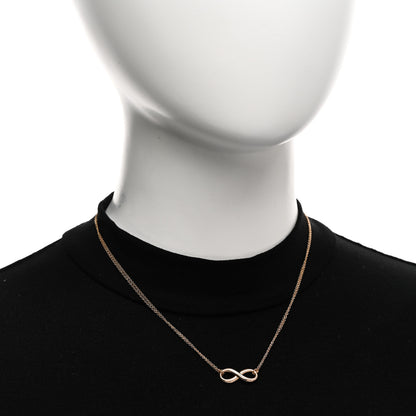 Tiffany 18K Rose Gold Infinity Double Chain Pendant Necklace 2 of 5