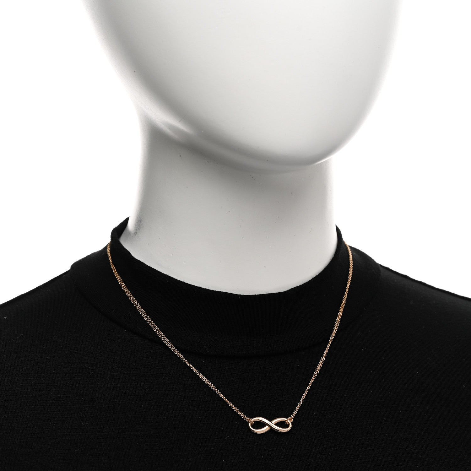Tiffany 18K Rose Gold Infinity Double Chain Pendant Necklace 2 of 5