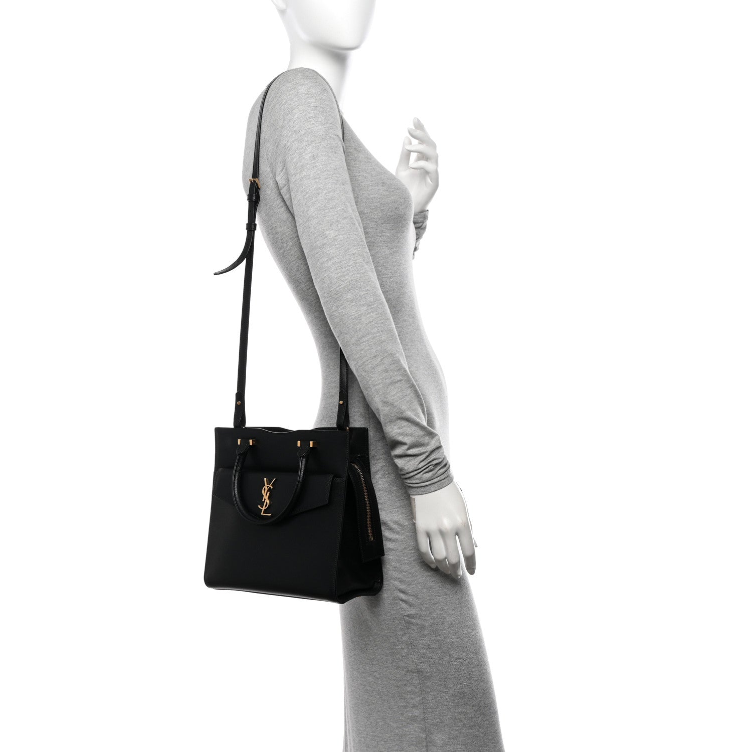 Saint Laurent Grain De Poudre Small Uptown Tote Black 2 of 10
